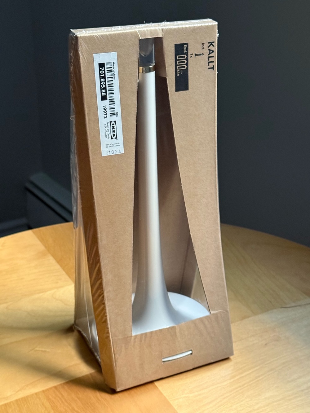 NOS Vintage c1999 KALLT 12" White AA Battery White Tabletop Lamp by IKEA